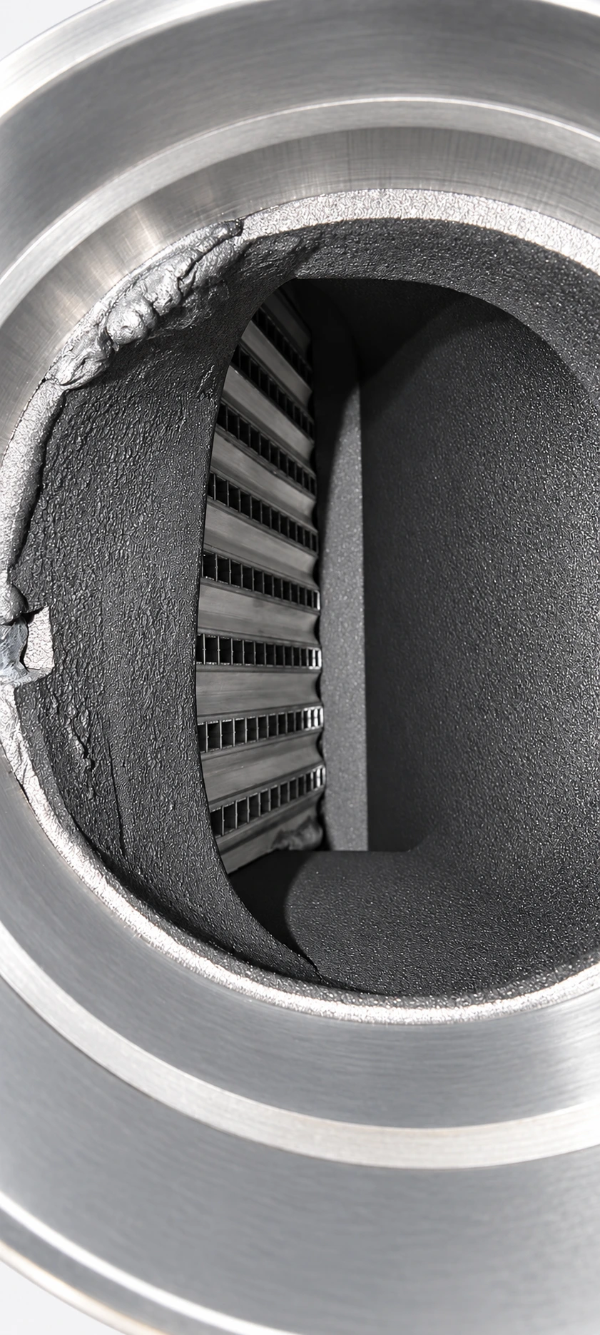 Single-row multi-channel tubes — internal view