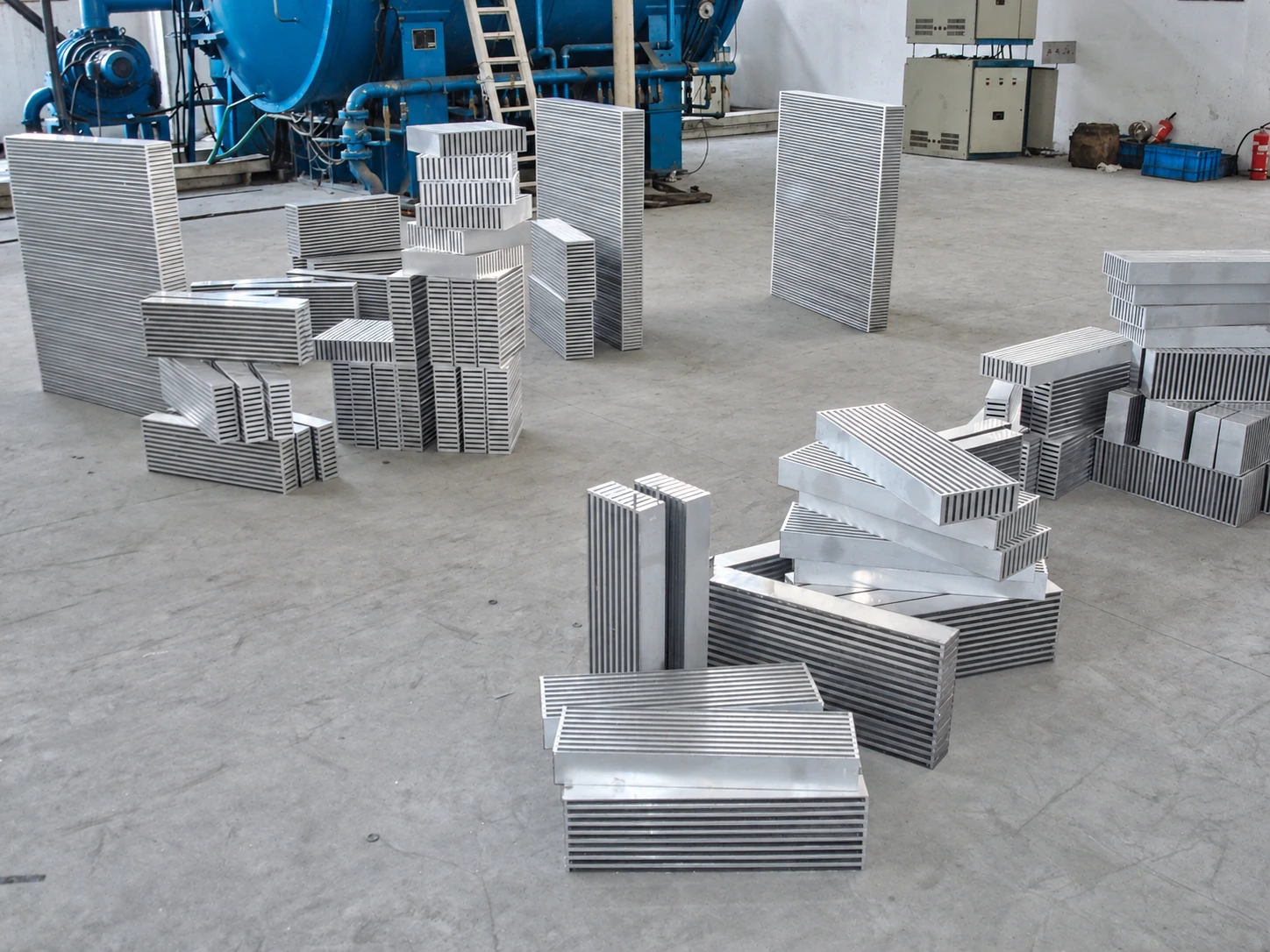 Stacked Bar-and-Plate intercooler cores.