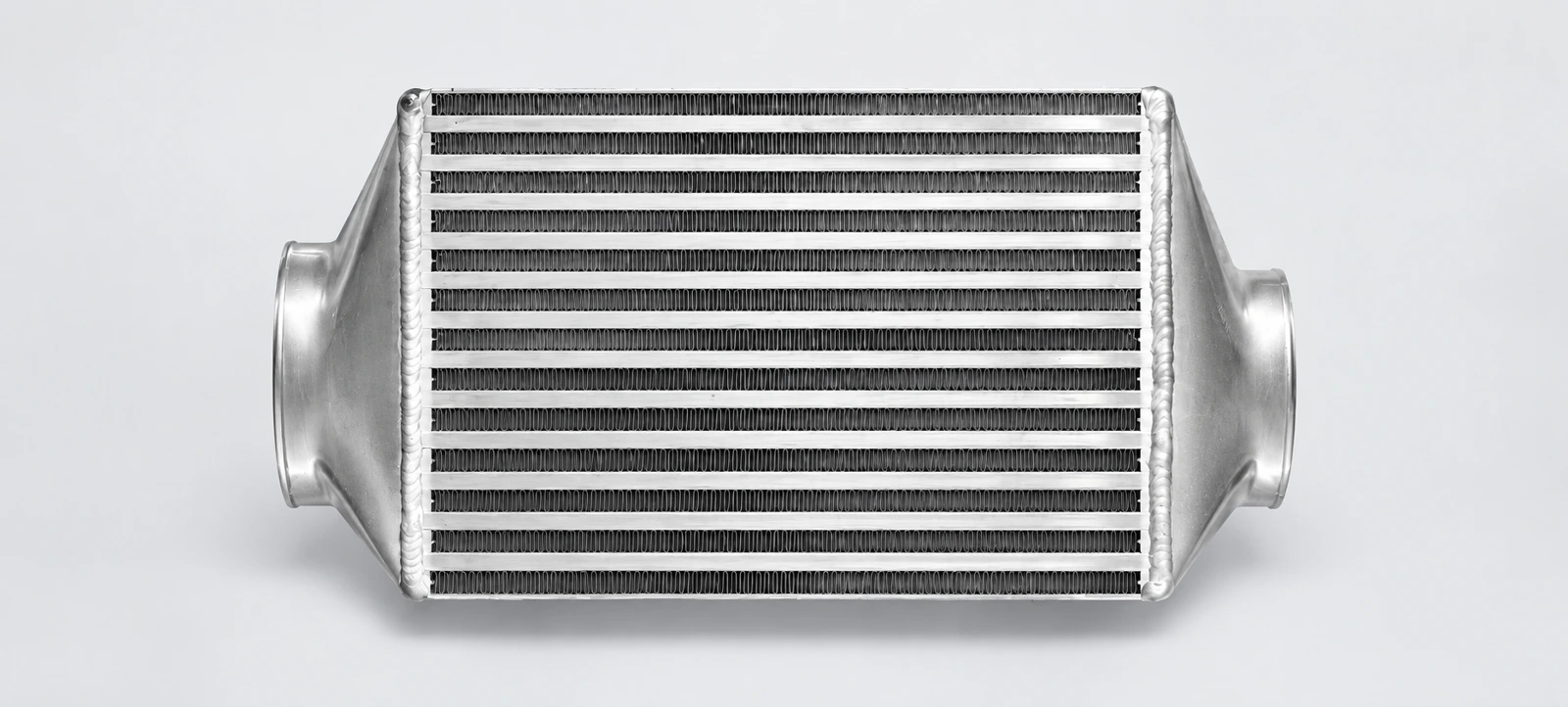 Mini Cooper S R53 Intercooler: Core-face view · Fins and air connections